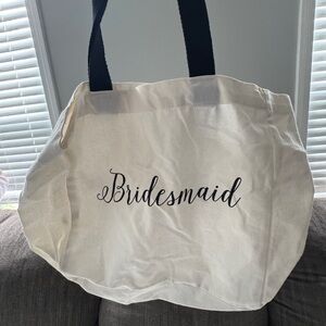 Four never used Bridesmaid Canvas Tote Bags - Cream and Black